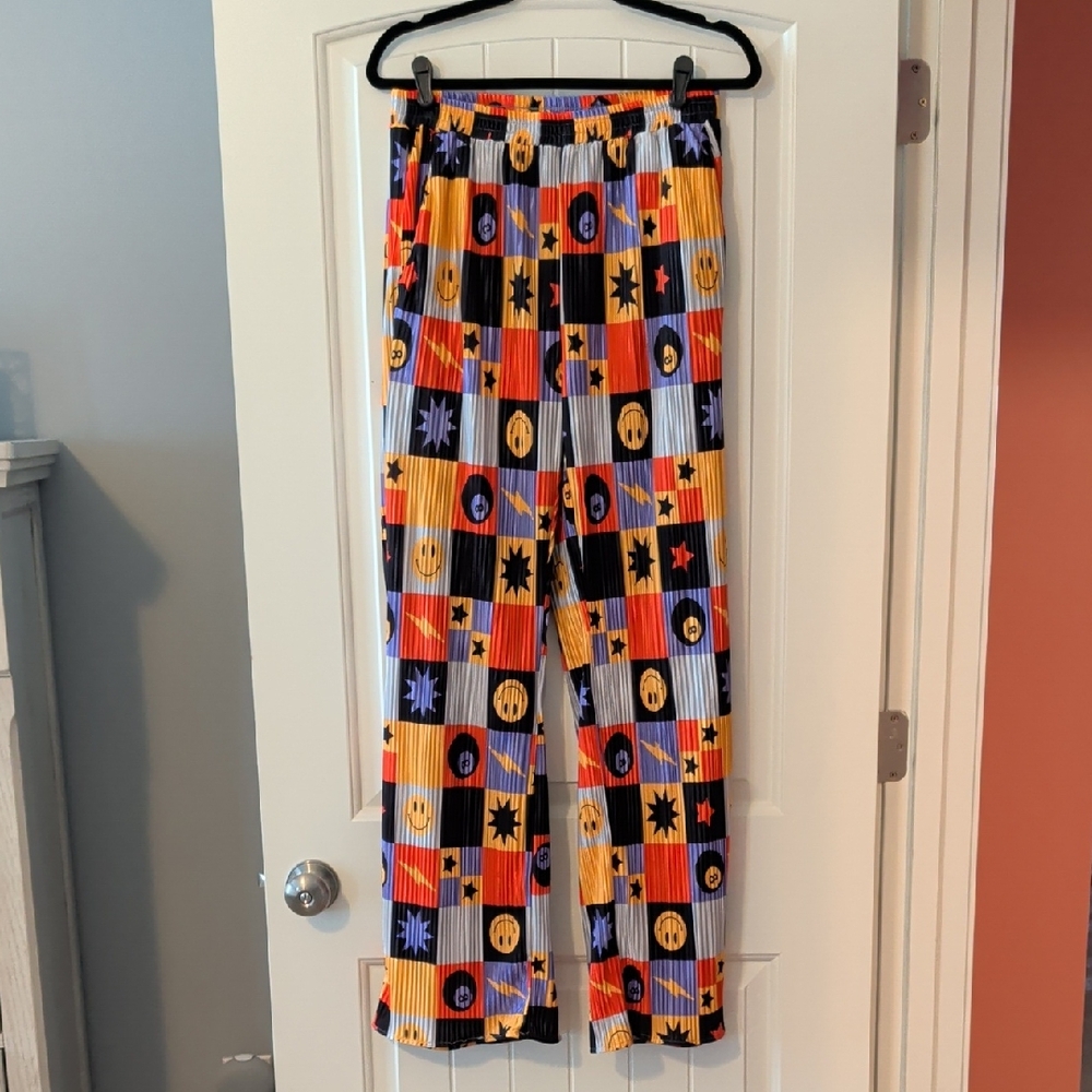 Dressed in LALA Multicolor Checker Star & Smile Wide Leg Pants